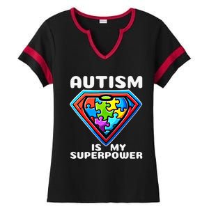 Autism Is My Superpower Superhero Gift Ladies Halftime Notch Neck Tee