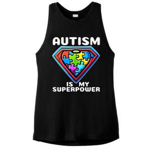 Autism Is My Superpower Superhero Gift Ladies PosiCharge Tri-Blend Wicking Tank