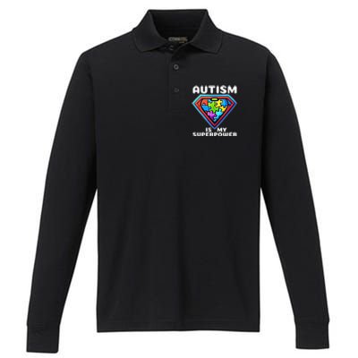 Autism Is My Superpower Superhero Gift Performance Long Sleeve Polo