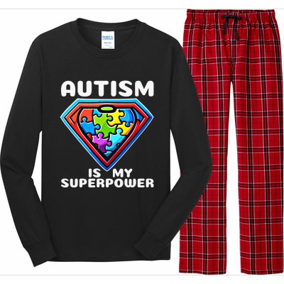 Autism Is My Superpower Superhero Gift Long Sleeve Pajama Set