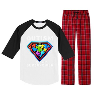 Autism Is My Superpower Superhero Gift Raglan Sleeve Pajama Set