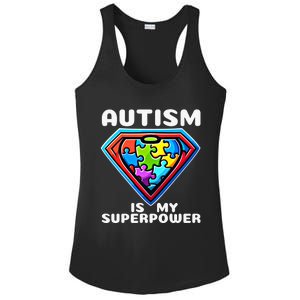 Autism Is My Superpower Superhero Gift Ladies PosiCharge Competitor Racerback Tank