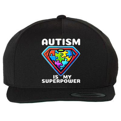 Autism Is My Superpower Superhero Gift Wool Snapback Cap