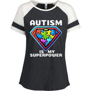 Autism Is My Superpower Superhero Gift Enza Ladies Jersey Colorblock Tee