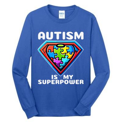 Autism Is My Superpower Superhero Gift Tall Long Sleeve T-Shirt