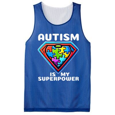 Autism Is My Superpower Superhero Gift Mesh Reversible Basketball Jersey Tank