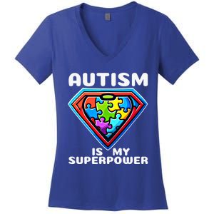 Autism Is My Superpower Superhero Gift Women's V-Neck T-Shirt