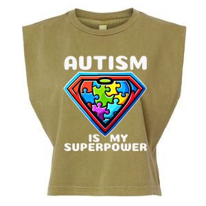 Autism Is My Superpower Superhero Gift Garment-Dyed Women's Muscle Tee