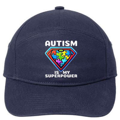 Autism Is My Superpower Superhero Gift 7-Panel Snapback Hat