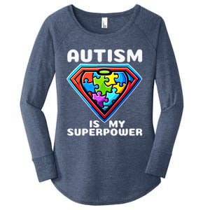 Autism Is My Superpower Superhero Gift Women's Perfect Tri Tunic Long Sleeve Shirt