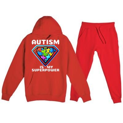 Autism Is My Superpower Superhero Gift Premium Hooded Sweatsuit Set