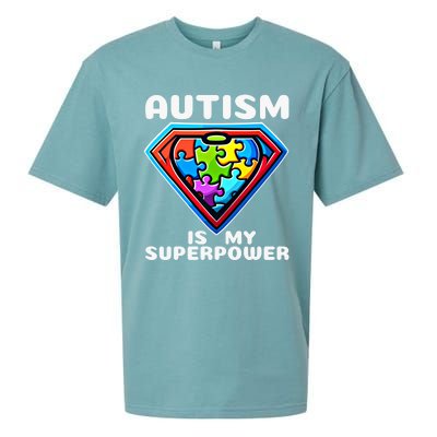 Autism Is My Superpower Superhero Gift Sueded Cloud Jersey T-Shirt