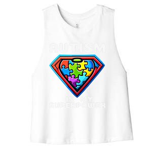 Autism Is My Superpower Superhero Gift Women's Racerback Cropped Tank