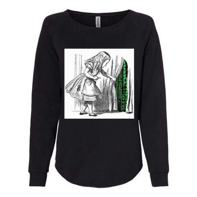 Alice In Matrix Womens California Wash Sweatshirt