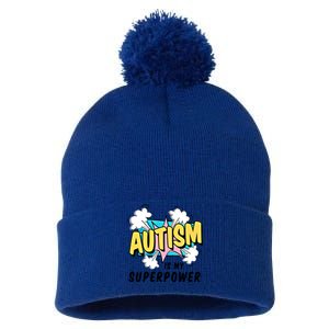 Autism Is My Superpower / Raise Awareness Autistic Support Great Gift Pom Pom 12in Knit Beanie