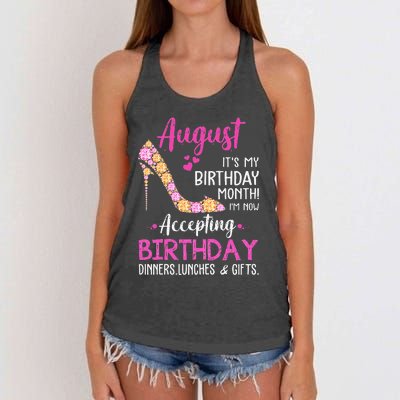 August It's my Birthday Month Mom Wife Gifts Women's Knotted Racerback Tank