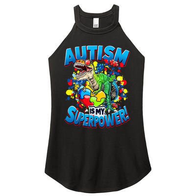 Autism Is My Superpower Dinosaur Autism Awareness 2025 Women's Perfect Tri Rocker Tank