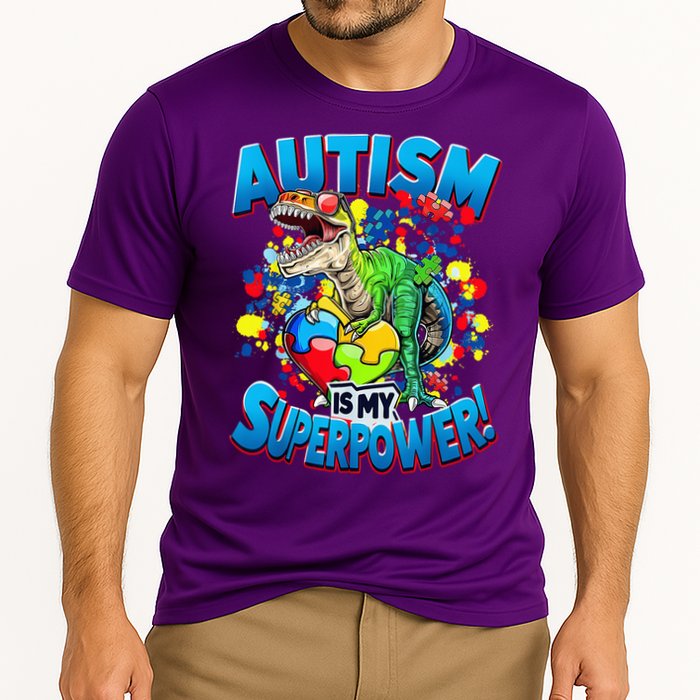 Autism Is My Superpower Dinosaur Autism Awareness 2025 Cooling Performance Crew T-Shirt