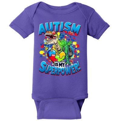 Autism Is My Superpower Dinosaur Autism Awareness 2025 Baby Bodysuit