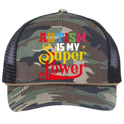 Autism Is My Super Power Autism Awareness Month Gift Retro Rope Trucker Hat Cap