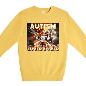 Autism Is My Supper Power Hard Skeleton Meme Oddly Specific Gift Premium Crewneck Sweatshirt