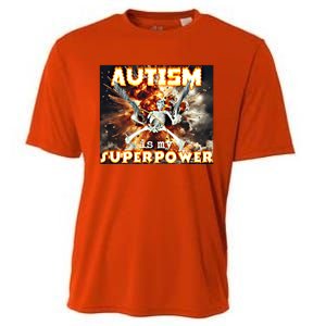 Autism Is My Supper Power Hard Skeleton Meme Oddly Specific Gift Cooling Performance Crew T-Shirt