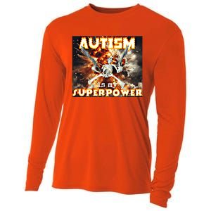 Autism Is My Supper Power Hard Skeleton Meme Oddly Specific Gift Cooling Performance Long Sleeve Crew