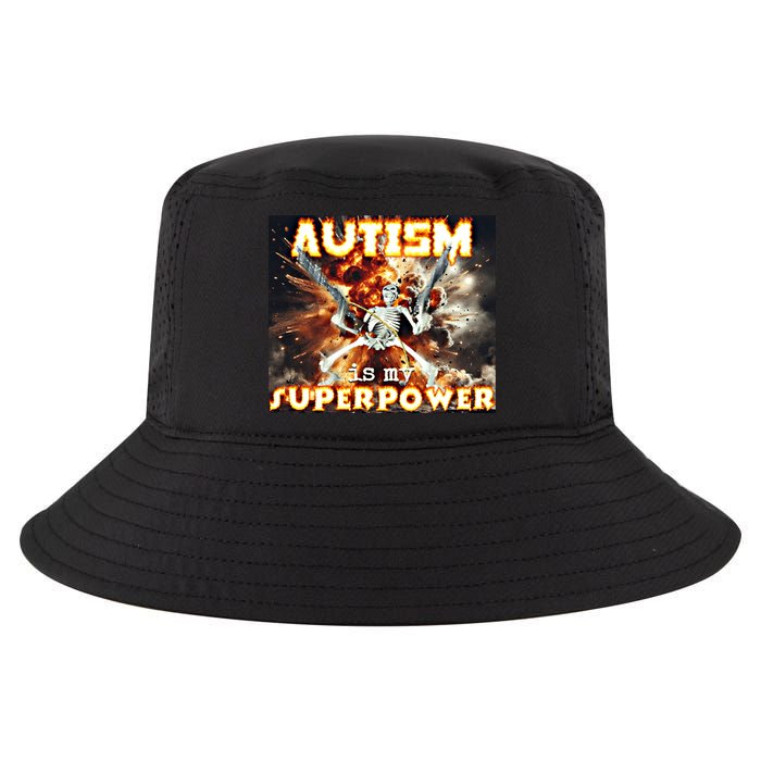 Autism Is My Supper Power Hard Skeleton Meme Oddly Specific Gift Cool Comfort Performance Bucket Hat
