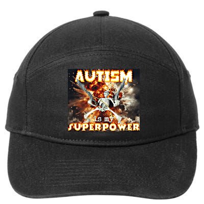 Autism Is My Supper Power Hard Skeleton Meme Oddly Specific Gift 7-Panel Snapback Hat