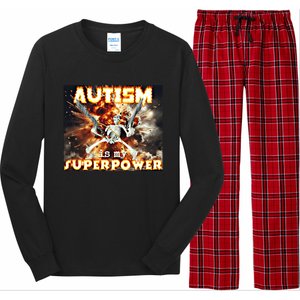 Autism Is My Supper Power Hard Skeleton Meme Oddly Specific Gift Long Sleeve Pajama Set