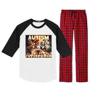 Autism Is My Supper Power Hard Skeleton Meme Oddly Specific Gift Raglan Sleeve Pajama Set