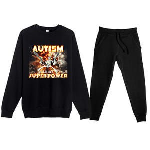 Autism Is My Supper Power Hard Skeleton Meme Oddly Specific Gift Premium Crewneck Sweatsuit Set