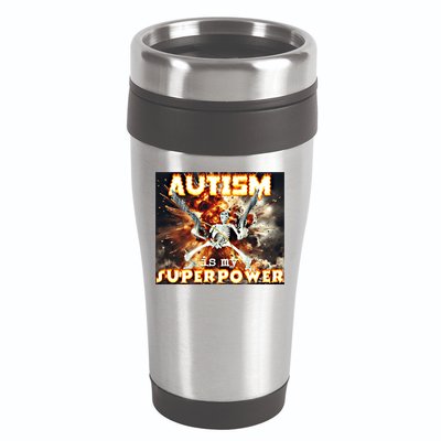 Autism Is My Supper Power Hard Skeleton Meme Oddly Specific Gift 16oz Travel Tumbler