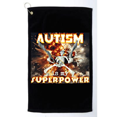 Autism Is My Supper Power Hard Skeleton Meme Oddly Specific Gift Golf Towel