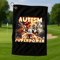 Autism Is My Supper Power Hard Skeleton Meme Oddly Specific Gift Golf Towel