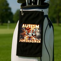 Autism Is My Supper Power Hard Skeleton Meme Oddly Specific Gift Golf Towel