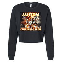 Autism Is My Supper Power Hard Skeleton Meme Oddly Specific Gift Cropped Pullover Crew