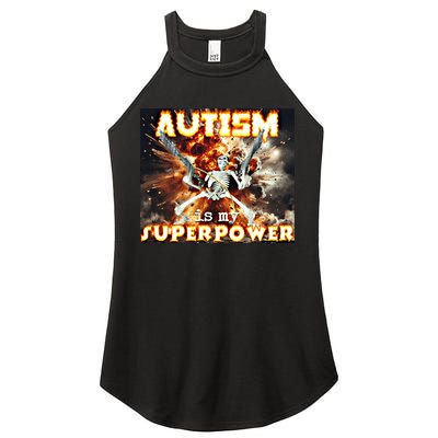 Autism Is My Supper Power Hard Skeleton Meme Oddly Specific Gift Women's Perfect Tri Rocker Tank