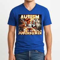 Autism Is My Supper Power Hard Skeleton Meme Oddly Specific Gift V-Neck T-Shirt