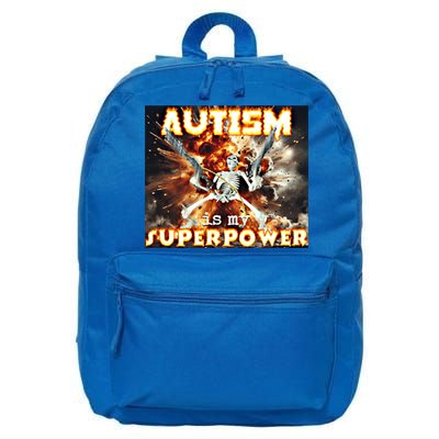 Autism Is My Supper Power Hard Skeleton Meme Oddly Specific Gift 16 in Basic Backpack