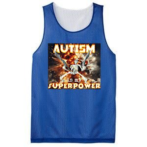 Autism Is My Supper Power Hard Skeleton Meme Oddly Specific Gift Mesh Reversible Basketball Jersey Tank