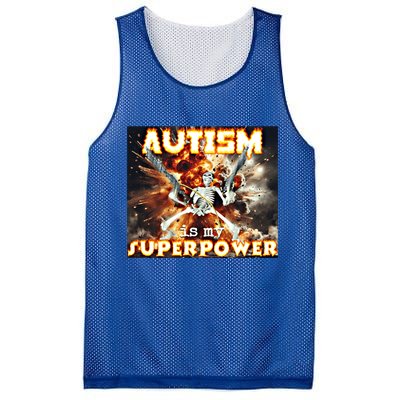 Autism Is My Supper Power Hard Skeleton Meme Oddly Specific Gift Mesh Reversible Basketball Jersey Tank