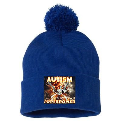 Autism Is My Supper Power Hard Skeleton Meme Oddly Specific Gift Pom Pom 12in Knit Beanie