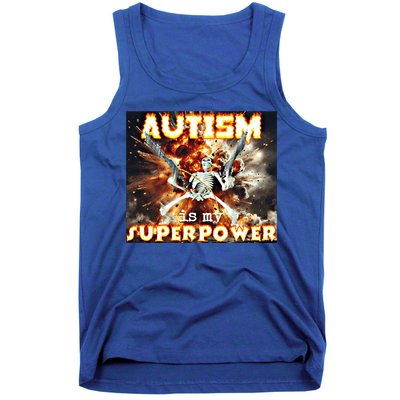 Autism Is My Supper Power Hard Skeleton Meme Oddly Specific Gift Tank Top