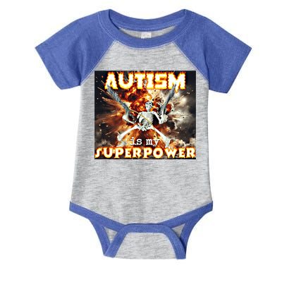 Autism Is My Supper Power Hard Skeleton Meme Oddly Specific Gift Infant Baby Jersey Bodysuit