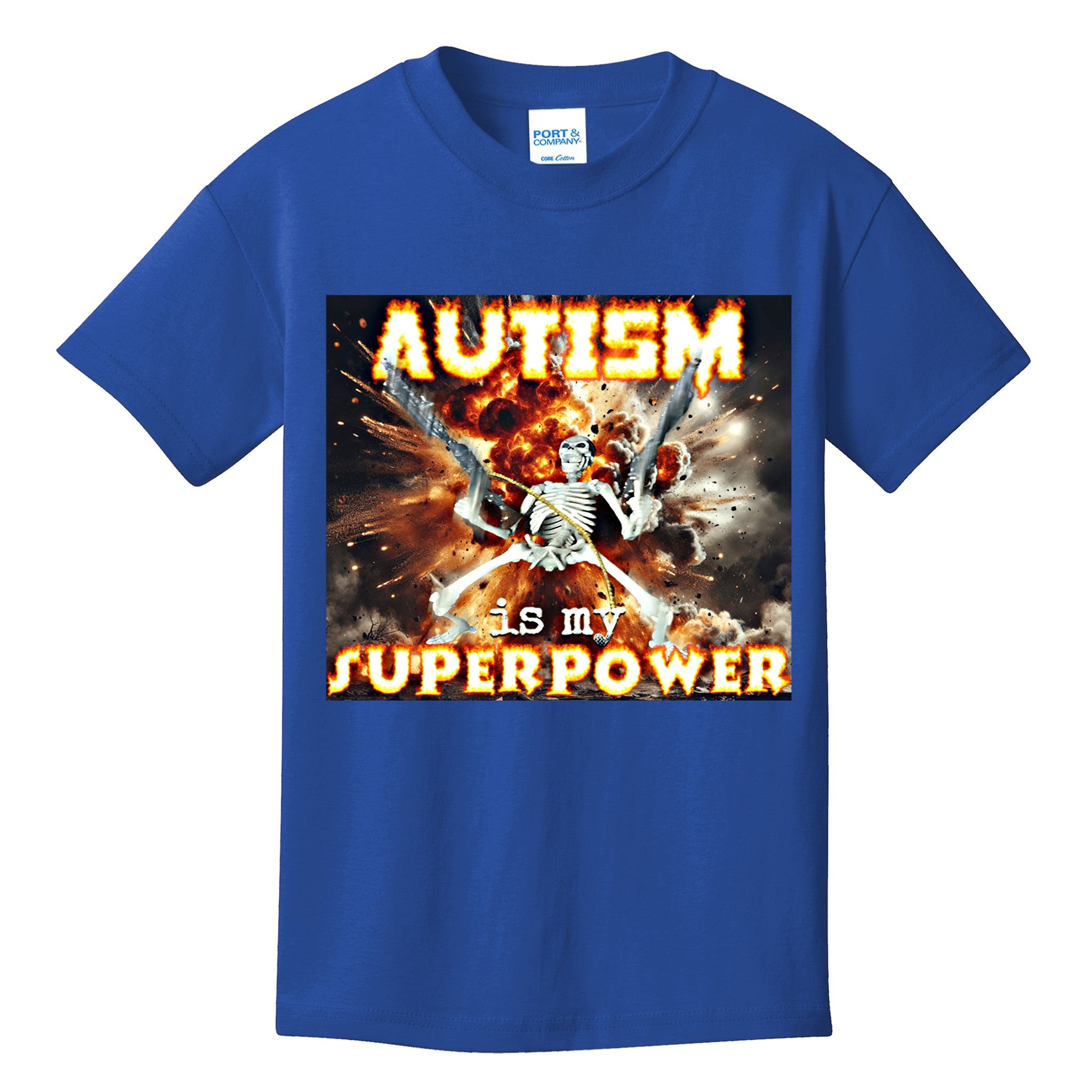 Autism Is My Supper Power Hard Skeleton Meme Oddly Specific Gift Kids T-Shirt