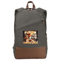 Autism Is My Supper Power Hard Skeleton Meme Oddly Specific Gift Cotton Canvas Backpack