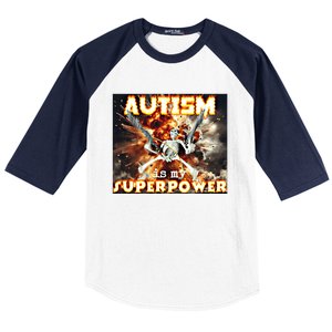 Autism Is My Supper Power Hard Skeleton Meme Oddly Specific Gift Baseball Sleeve Shirt