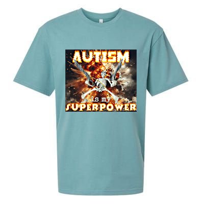 Autism Is My Supper Power Hard Skeleton Meme Oddly Specific Gift Sueded Cloud Jersey T-Shirt