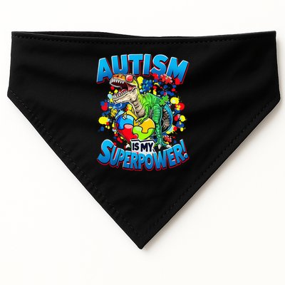 Autism Is My Superpower Dinosaur Autism Awareness 2025 USA-Made Doggie Bandana